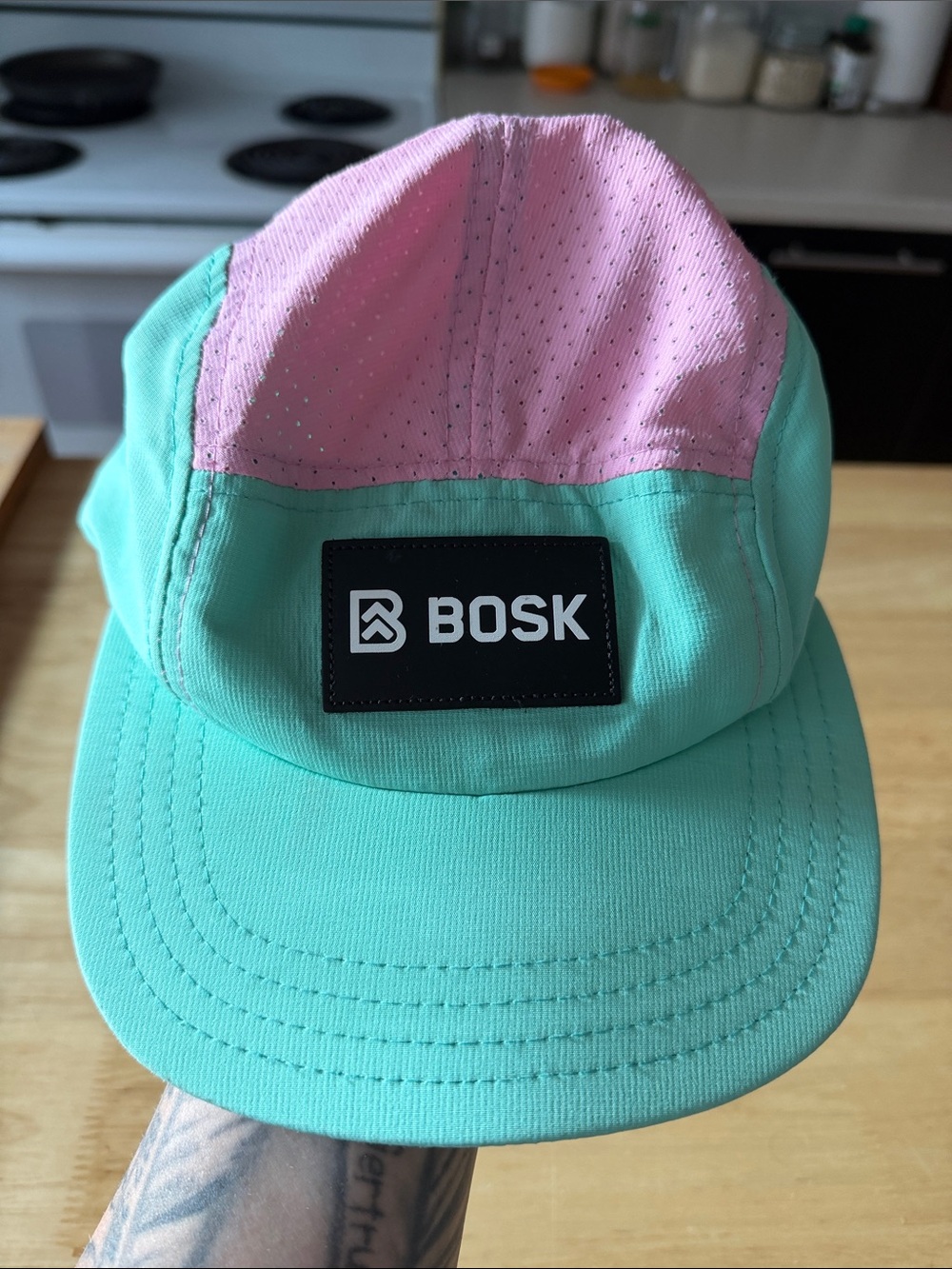 BOSK Two-Tone Mint & Pink Camp Cap
